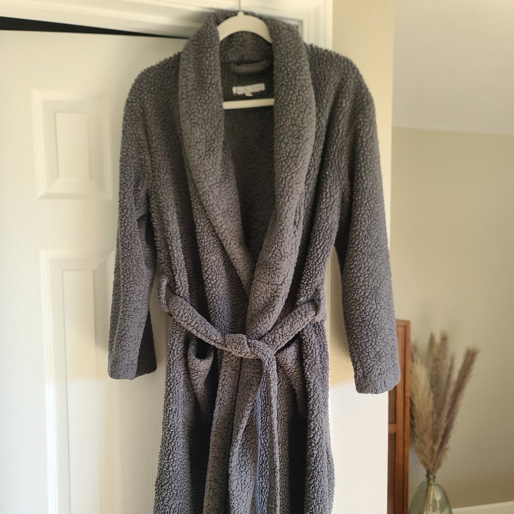 GIRAFFE AT HOME Charcoal Gray Chenille Cozy Bathrobe Size 0/S-M